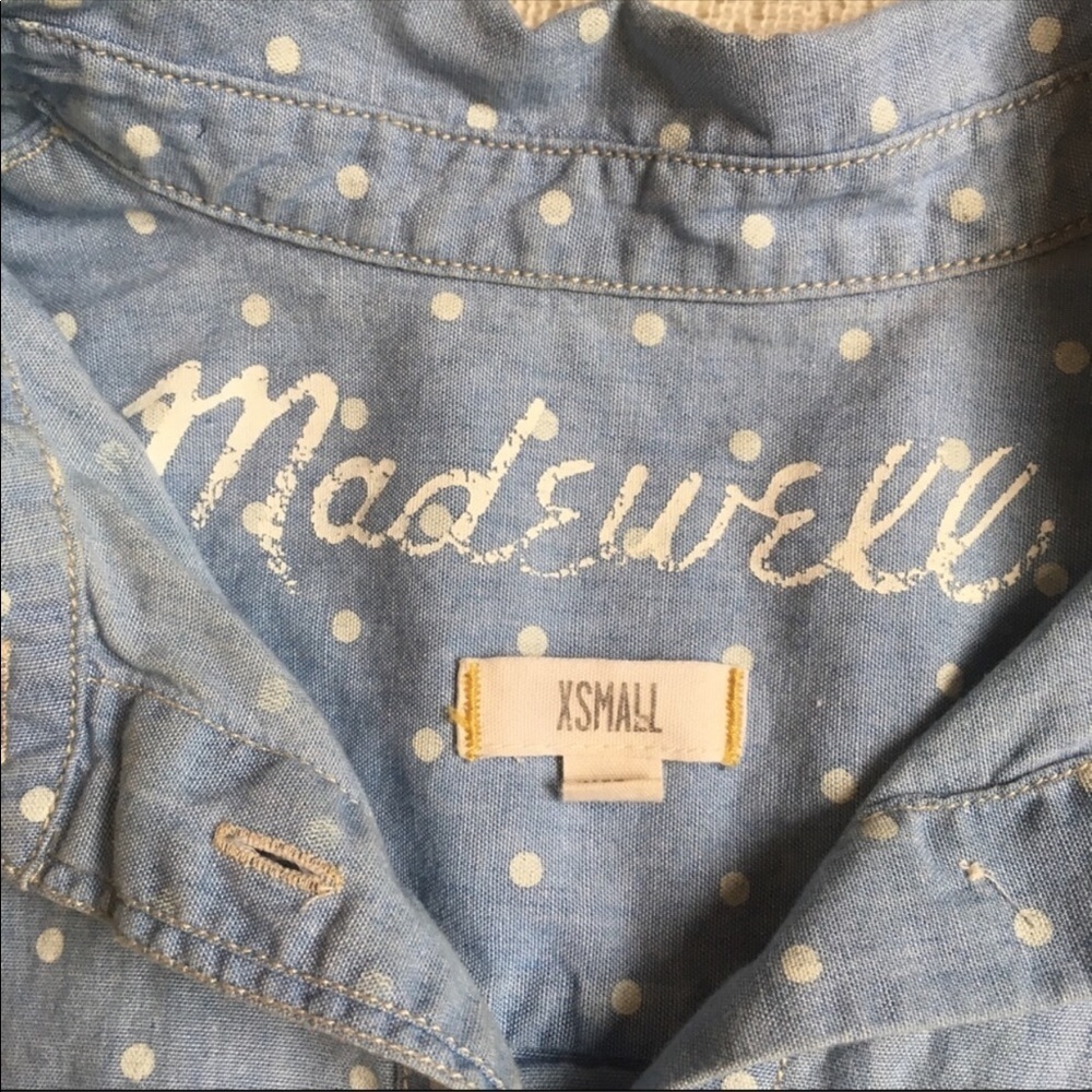 Madewell chambray polka dot button up top - Picture 3 of 7